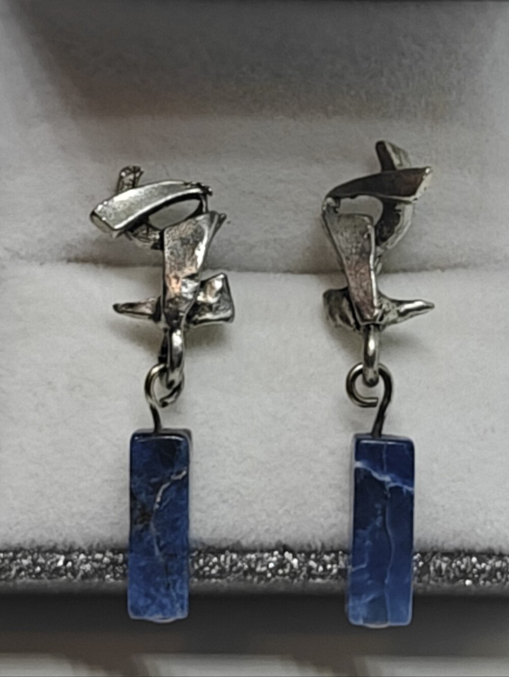 Modernist signed Osmose dangling earrings